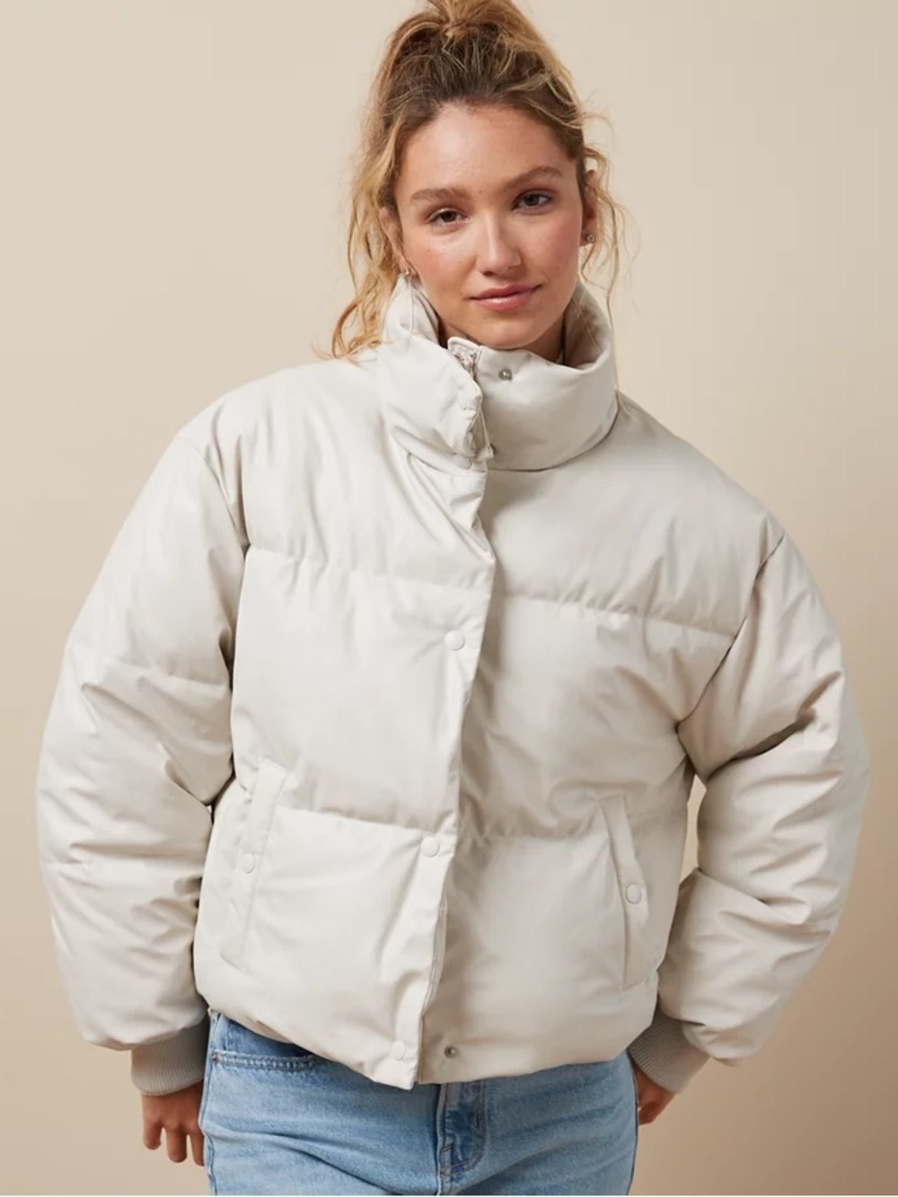 American Eagle | Vegan Leather Chill Puffer Jacket